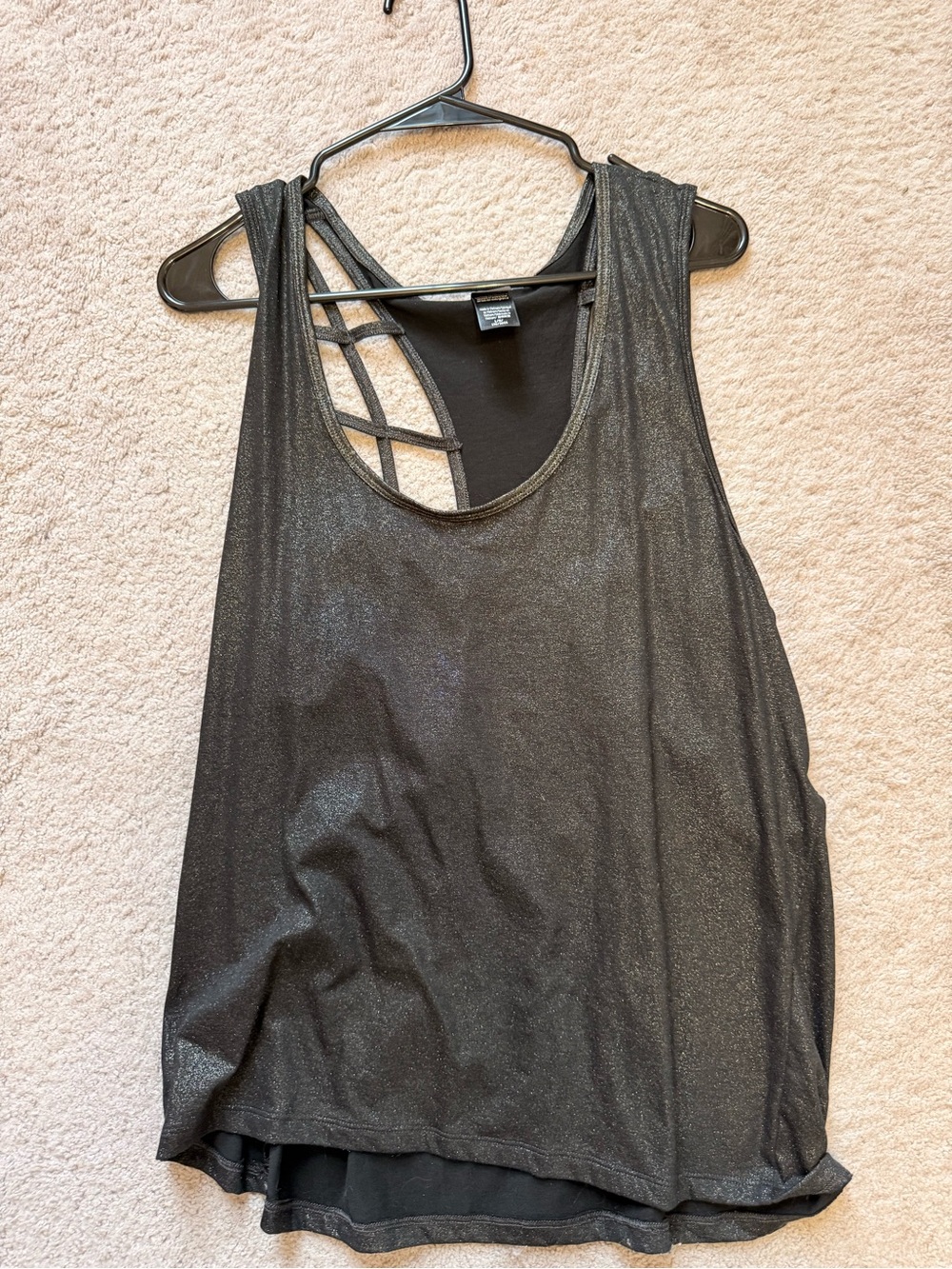 Victoria's Secret Black Metallic Strappy Tank Top